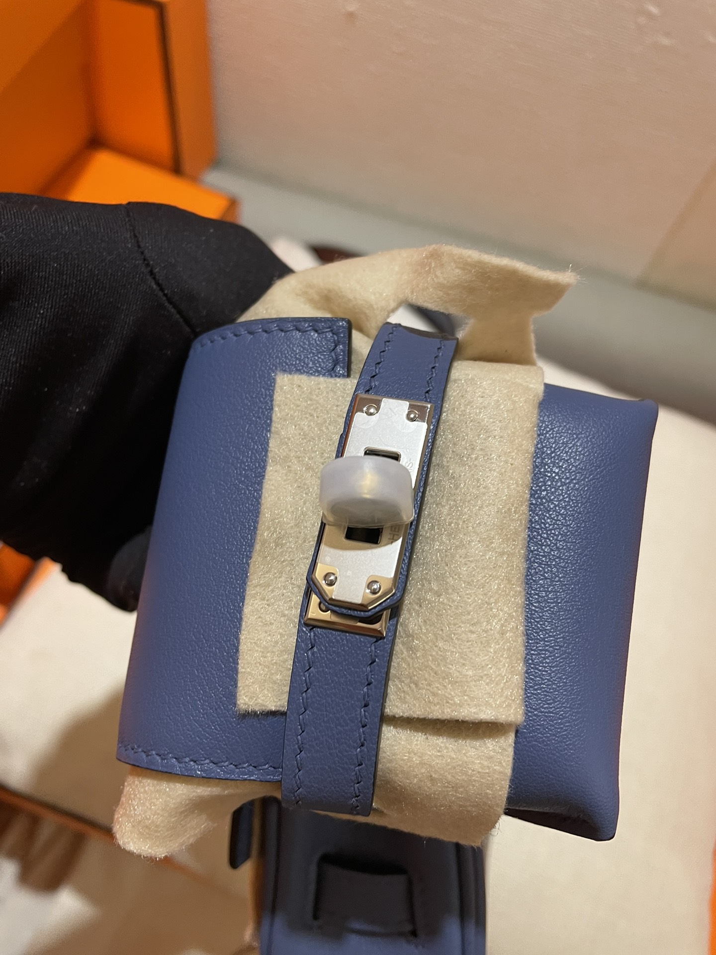 Hermes Kelly Moove Shoulder Bag In Blue Swift Leather